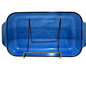 Pyrex Rectangle Cobalt Cake Pan 2qt 11" blue glass baking casserole 232R scuffs